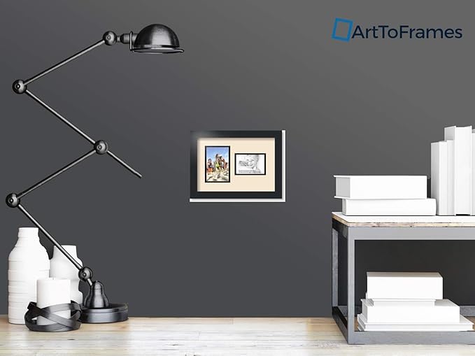 ArtToFrames Collage Photo Frame Double Mat with 1 - 3.5x5^ 4x6 Openings and Satin Black Frame