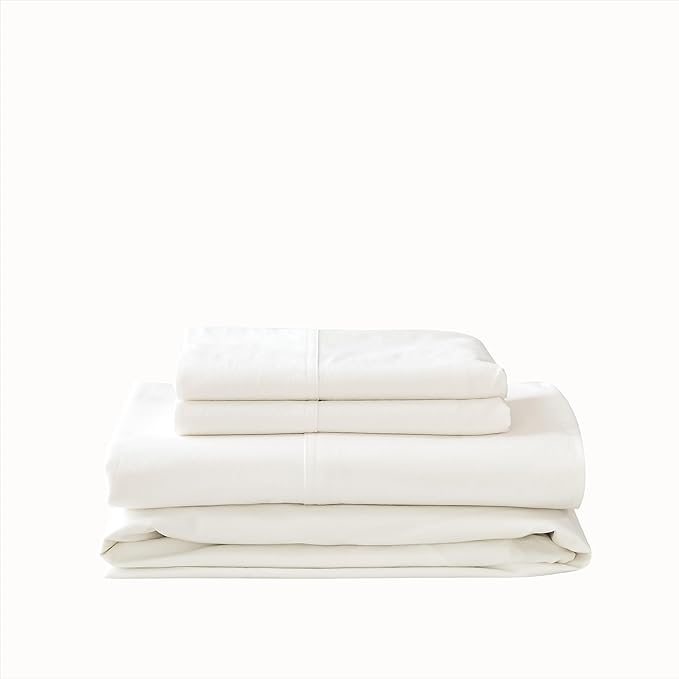 100% Cotton 6-Piece King Size 108" x 102" Bedding Set - Fitted Sheet, Flat Sheet & 4 Pillowcases with 17" Deep Pocket,Soft Breathable Bed Sheets for Cozy Sleep,Off White