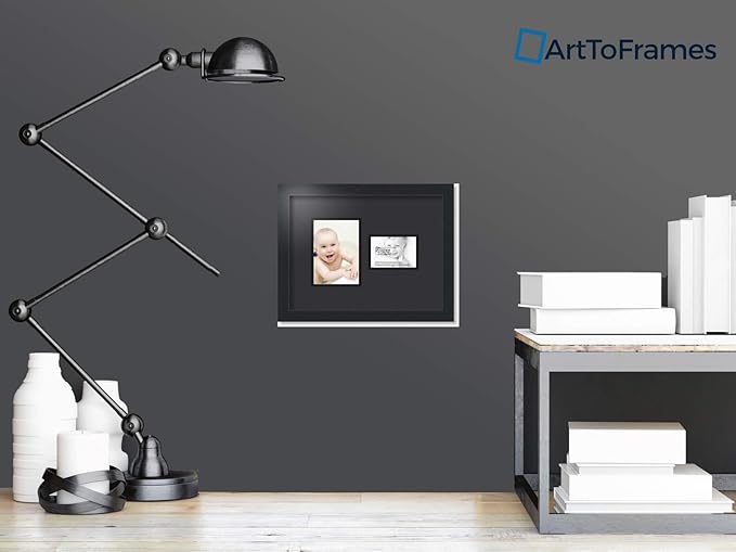 Art to Frames Double-Multimat-109-89/89-FRBW26079 Collage Photo Frame Double Mat with 1 - 3.5x5, 5x7 Openings and Satin Black Frame