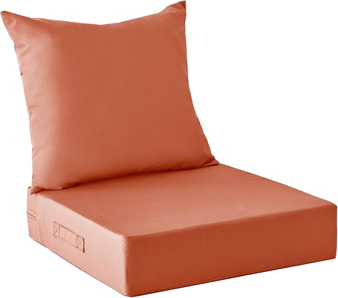 Outdoor Cushions for Patio Furniture,Outdoor Seat Cushion Set 24 x 24 x 4 Inch,Waterproof & Fade Resistant Outdoor Chair Cushions,Deep Patio Chair Cushion with Removable Cover,Spice