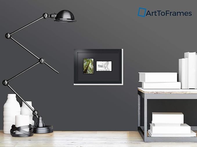 ArtToFrames Collage Photo Frame Double Mat with 2 - 4x6 Openings and Satin Black Frame