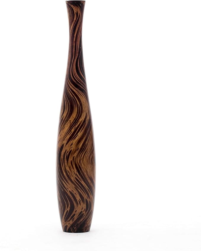 Leewadee Large Brown Light Brown Home Decor Floor Vase – Wooden 34 inches Tall Farmhouse Decor Flower Holder for Fake Plant and Pampas Grass