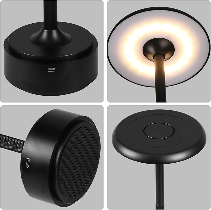 5200mAh Rechargeable Cordless LED Table Lamps Touch Sensor Light, 3-Levels Portable Dimming Wireless Battery Operated Lamp,Night Light/Restaurant Table/Outdoor/Coffee/Bar (Black)