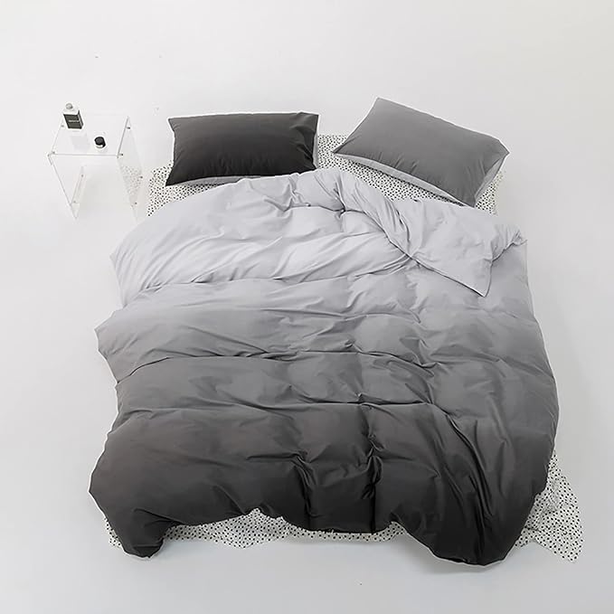 Luxlovery Grey and Black Gradient Comforter Set Full Dark Grey Bedding Comforter Set Men Women Minimalist Bedding Set Soft Breathable Blanket Quilts Modern Dark Grey
