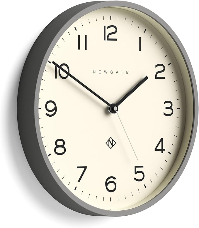 NEWGATE® Number Three Echo Wall Clock | Modern Round Clock | 14.5 inch | Posh Grey | Easy to Read Numbers | Ideal for Kitchen, Living Room or Office