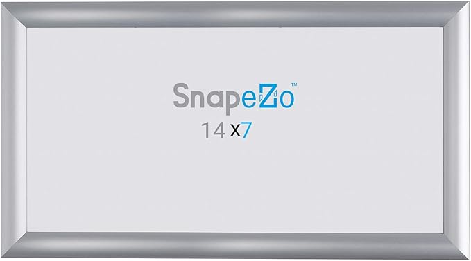 SnapeZo Poster Frame 7x14 Inches, Silver 1 Inch Aluminum Profile, Front-Loading Snap Frame, Wall Mounting, Sleek Series