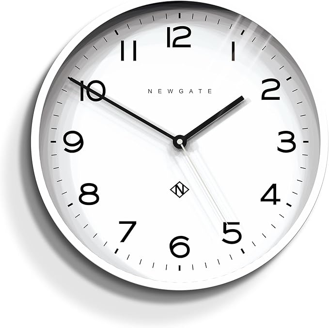 NEWGATE® Number Three Echo Wall Clock | Modern Round Clock | 14.5 inch | White | Easy to Read Numbers | Ideal for Kitchen, Living Room or Office