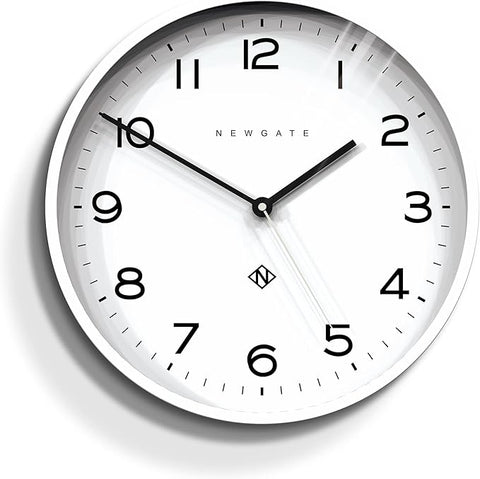 NEWGATE® Number Three Echo Wall Clock | Modern Round Clock | 14.5 inch | White | Easy to Read Numbers | Ideal for Kitchen, Living Room or Office