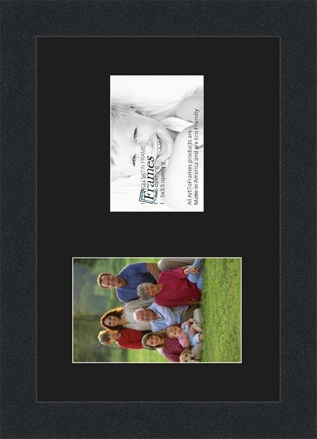 ArtToFrames Collage Photo Frame Double Mat with 1 - 3.5x5^ 4x6 Openings and Satin Black Frame