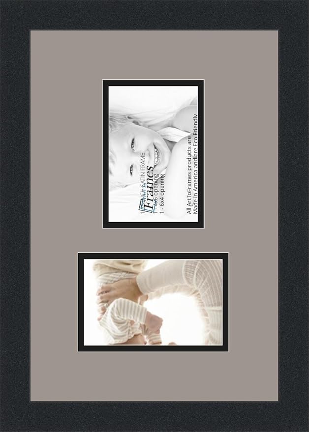 ArtToFrames Double-Multimat-102-88/89-FRBW26079 Collage Photo Frame Double Mat with 2-4x6 Openings and Satin Black Frame