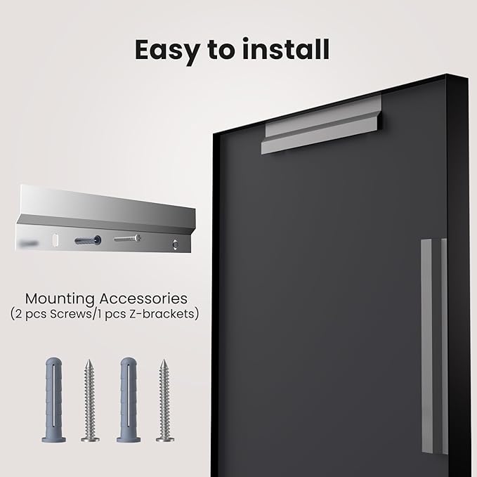 LOAAO Black Bathroom Mirror 55"X30" for Wall, Rectangle Bathroom Vanity Mirror, Tempered Glass, Hangs Vertically or Horizontally, Easy to Install, Modern Design