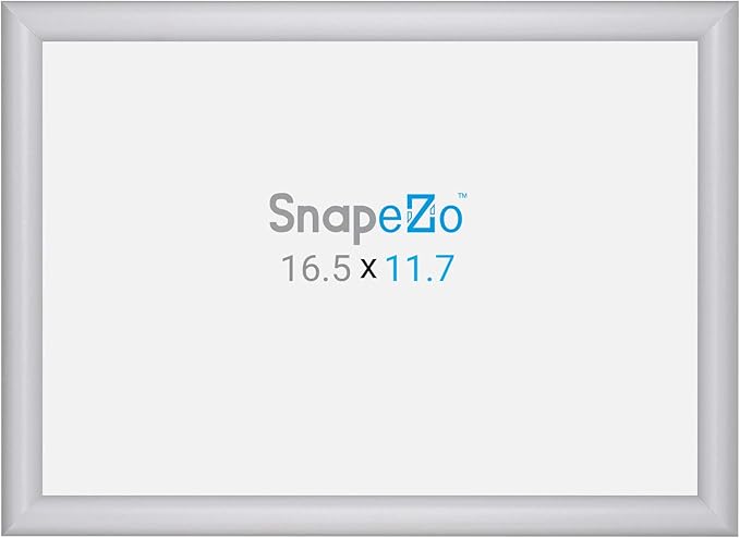SnapeZo 11.7 x 16.5 (A3 Euro) Silver Poster Frame, Front-Loading, Wall Mount, Aluminum 1" Profile, Sleek Series