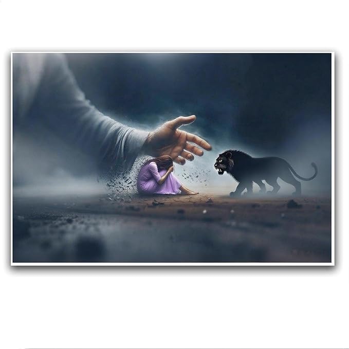 Christian Wall Art Print, Religious Scripture Biblical Decor, Faith-Based Inspirational Landscape with Cross, Digital Printed Canvas Poster for Church, Home Chapel, Prayer Room Decor