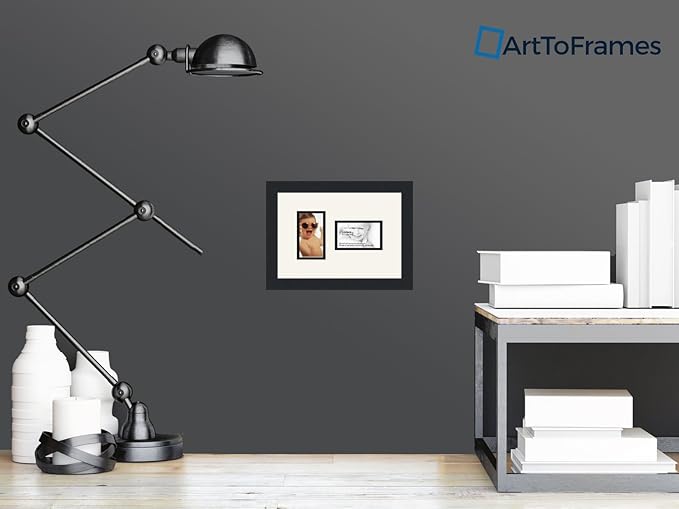 ArtToFrames Collage Photo Frame Double Mat with 2-3x5 Openings and Satin Black Frame