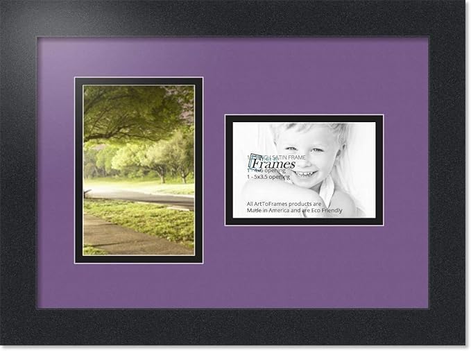 ArtToFrames Collage Photo Frame Double Mat with 1 - 3.5x5^ 4x6 Openings and Satin Black Frame