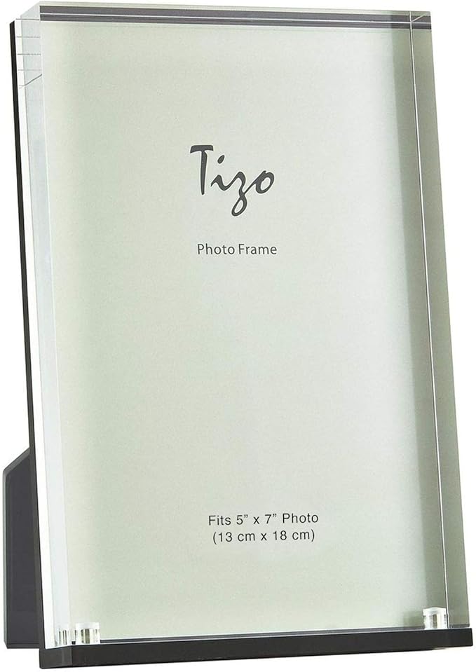 TIZO Design Vertical 5x7 Lucite Picture Frame, Durable 1 Inch Thick Clear Lucite & Magnetic Closures, Elegant & Practical Boutique Quality Photo Frame (Multiple Colors Available)