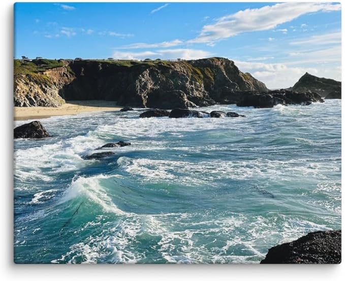 Bodega Bay Canvas Wall Art – Coastal Ocean Photography Print – California Nature Landscape Decor – Seascape Picture for Living Room or Bedroom (16x20 inches) Wrapped Canvas