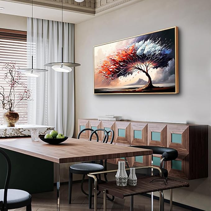 MHARTK66 Large Wood Framed Wall Art For Living Room Canvas Wall Decor For Bedroom Abstract Tree Landscape Wall Paintings Office Decorations Prints Pictures Artwork Ready To Hang Hotel Room Mural