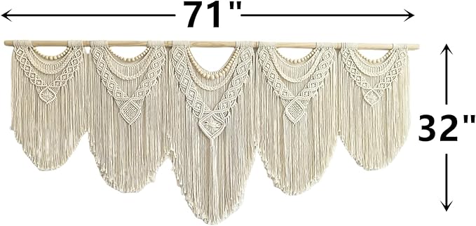 Extral Large macrame wall hanging, 71'' W x 32'' L boho wall art tapestry wall decor for urban entryway,living room,bedroom decor, headboard woven wall art, big fiber art over couch art for Yarn hallway