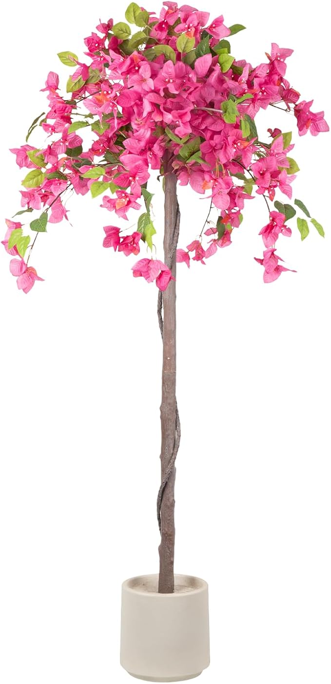 Romantic Season 4F Artificial Bougainvillea Tree, Faux Silk Bougainvillea Plant with Pot for Indoor Outdoor Decor, Tall Fake Tropical Tree for Home, Office, Patio, Balcony, Wedding Decoration
