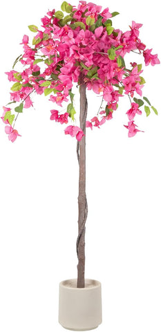 Romantic Season 4F Artificial Bougainvillea Tree, Faux Silk Bougainvillea Plant with Pot for Indoor Outdoor Decor, Tall Fake Tropical Tree for Home, Office, Patio, Balcony, Wedding Decoration