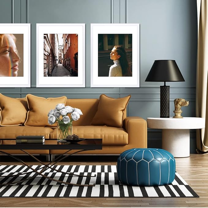 THREELOVE 18x24 Frame White, Display 16x20 Picture with Mat or 18x24 Without Mat, Photo Poster Frame Wall Mounting, Set of 3