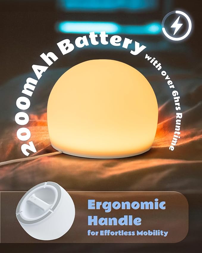 Night Light for Kids, Soft Egg Light with 13 Colors Changing Mode, Ball Mood Lighting for Bedroom, Auto-dim in 30 Minutes, Adjustable Brightness Globe Lamp Ambient Lighting