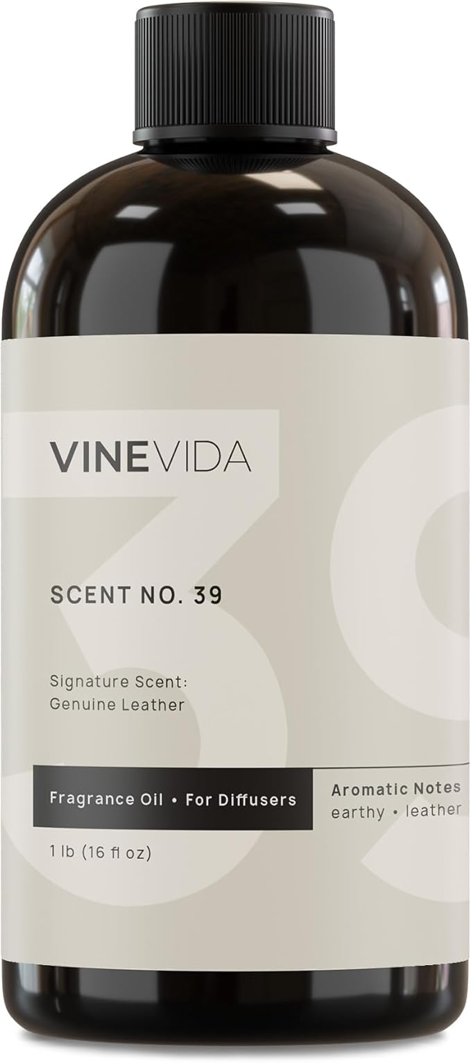 VINEVIDA Genuine Leather Fragrance Oil for Cold Air Diffusers, Essential Oils for Diffuser Oil Refill & Air Freshener Room Spray - 16 Fl Oz