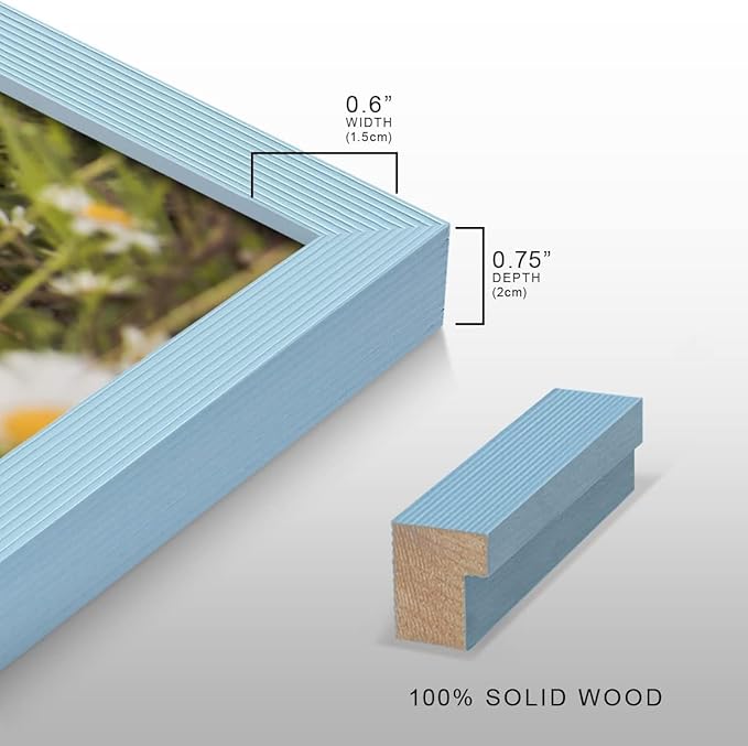 Renditions Gallery 11X14 Custom Photo Prints with Real Wood Picture Frames. Create Personalized Photos with Peel & Stick Photo Frames. Single, Blue Frame