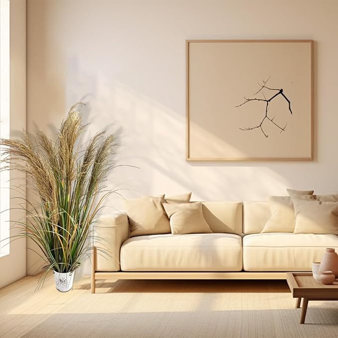 Alonfala - 43" (1-Pack) Pampas Grass Potted Plants - Artificial Faux Plants Featuring Tall Grass, Home Decor, Housewarming, and New Home Celebration. Elevate with Fake Plants, Ideal for Floor Decor.