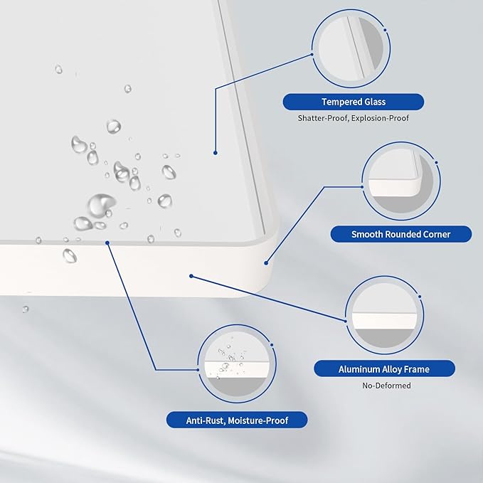 WEER White Bathroom Mirror 22X30 Inch, Rounded Rectangle White Metal Frame Mirror, Matte White Bathroom Vanity Mirror with Tempered Glass, Anti-Rust, Hangs Horizontally or Vertically