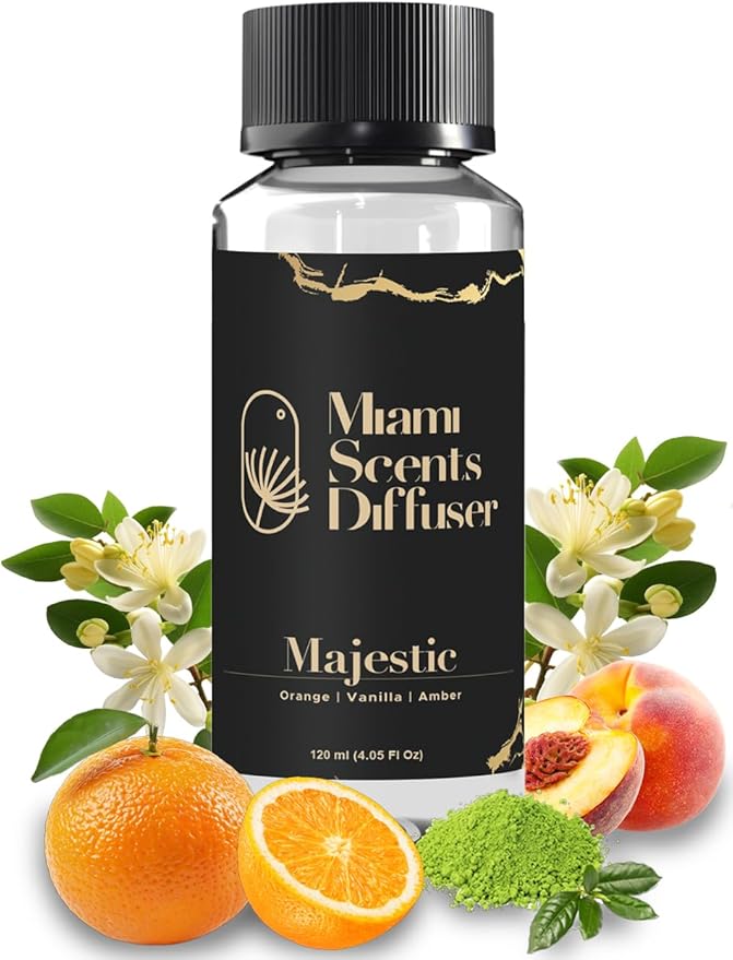 Majestic Scent Inspired by La Réserve Paris Hotel 4 Fl Oz - 120 ml Essential Oils Aroma for Home Office Business Diffuser Luxury Fragance Refill Aromatherapy Fresh Blend of Orange Vanilla and Amber.