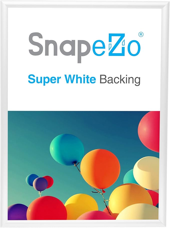 SnapeZo 16.5 x 23.4 (A2 Euro Size) White Poster Frame, Front-Loading, Wall Mount, Aluminum 1" Profile, Sleek Series