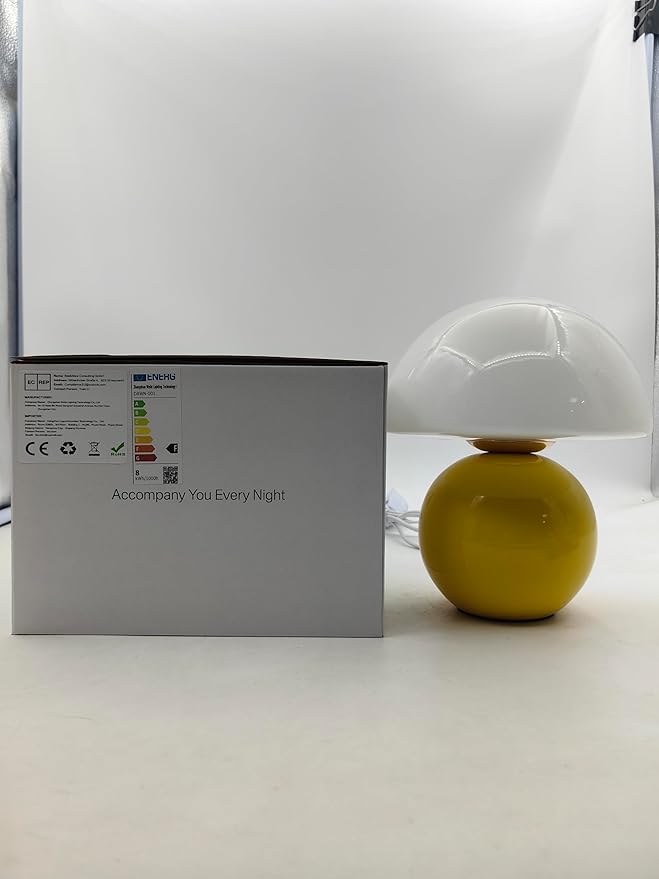 Mushroom Lamp Desk Lamp for Bedroom,Table Bedside Small Lamps for Living Room,Mushroom Decor Cute Mini Modern Mid Century Lamps for Night Stands,Aesthetic Home Living Room Decor(Yellow)