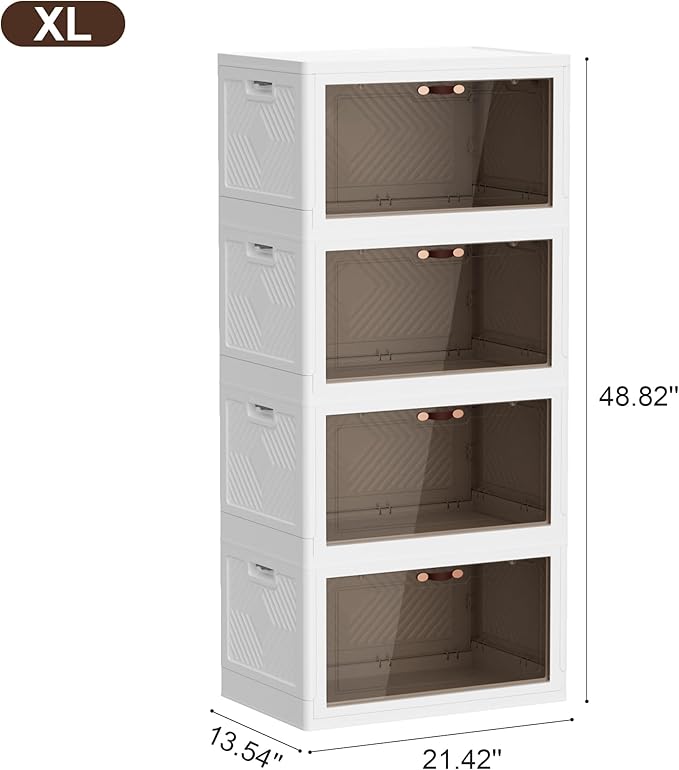 JOYMOOP Closet Organizers and Storage – 198 Qt Stackable Collapsible Storage Bins with Lid, 3-Pack Set – Ideal for Home Organization