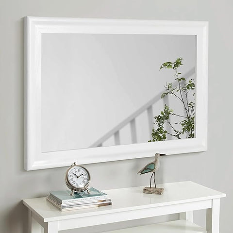 CULER White Wood Wall Mirror for Bathroom,Rectangle Rustic Large 30 x 40 inch Hanging Vanity Mirrors with Wooden Frame for Living Room,Bedroom,Entryway (30x40 inch, White)