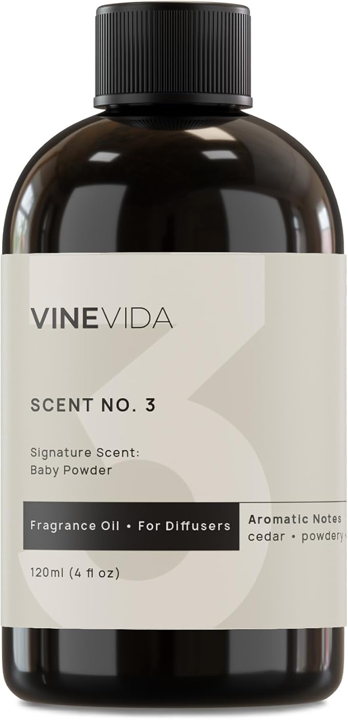 VINEVIDA [4 Fl Oz] Baby Powder Fragrance Oil for Cold Air Diffusers, Essential Oils for Diffuser Oil Refill & Air Freshener Room Spray