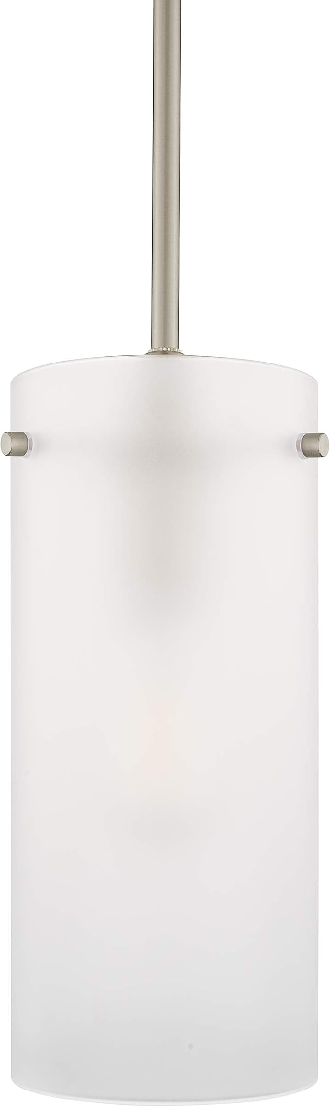 Linea di Liara Effimero Modern Brushed Nickel Pendant Light Fixtures Over Kitchen Island Sink Lighting Ceiling Hanging Farmhouse Mini Metal Industrial Pendant Lighting Large Frosted Glass Shade