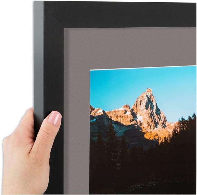 ArtToFrames Double-Multimat-106-748/89-FRBW26079 Collage Photo Frame Double Mat with 2-5x7 Openings and Satin Black Frame