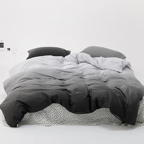 Luxlovery Grey and Black Gradient Comforter Set King Dark Grey Bedding Set Men Women Minimalist Bedding Set Soft Breathable Blanket Quilts Modern Gradient Comforter Set