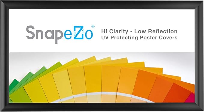 SnapeZo Poster Frame 10x20 Inches, Black 1 Inch Aluminum Profile, Front-Loading Snap Frame, Wall Mounting, Sleek Series