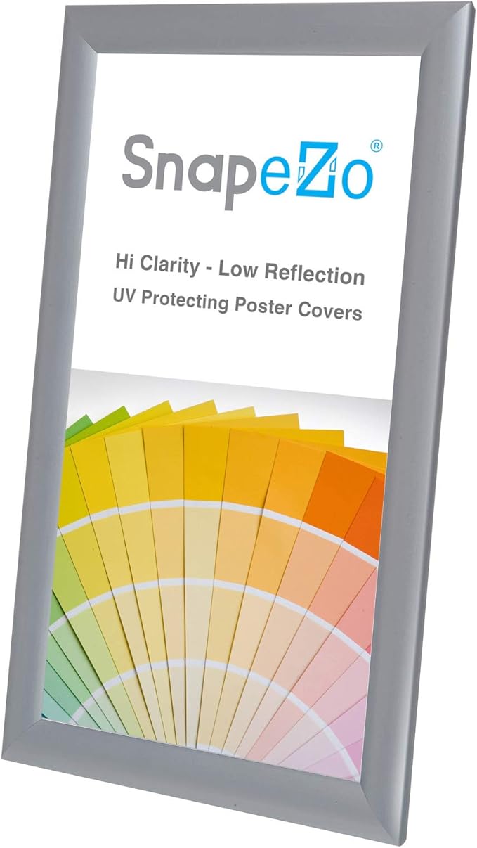 SnapeZo Poster Frame 7x14 Inches, Silver 1 Inch Aluminum Profile, Front-Loading Snap Frame, Wall Mounting, Sleek Series