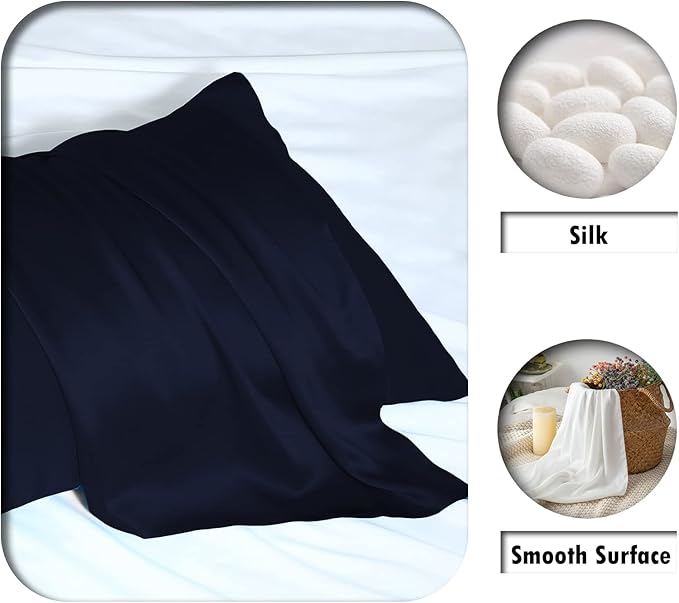 Silk Pillowcase for Hair and Skin,Soft,Breathable and Sliky 100% Queen Silk Pillow Case Set of 2,Both Sides Natural Mulberry Silk Pillowcases with Hidden Zipper(Queen Size 20"X 30",2pcs)