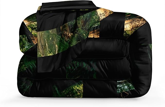 American Flag Comforter Set Queen Size Green Black Bedding Set Stars Stripes Geometric Pattern Green Camouflage Camo Farmhouse Western Bed Comforter Set for Boys Teens