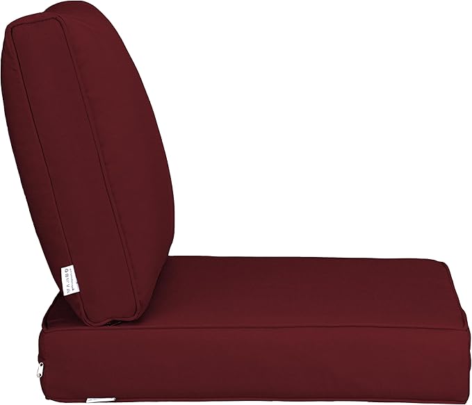 UIXE Outdoor Deep Seat Cushion Set with Slipcovers, Patio Furniture Cushions & Back Pad, Water-Resistant Outdoor Cushion Covers Backyard Sectional Sofa Cushions for Bistro Chair - Red