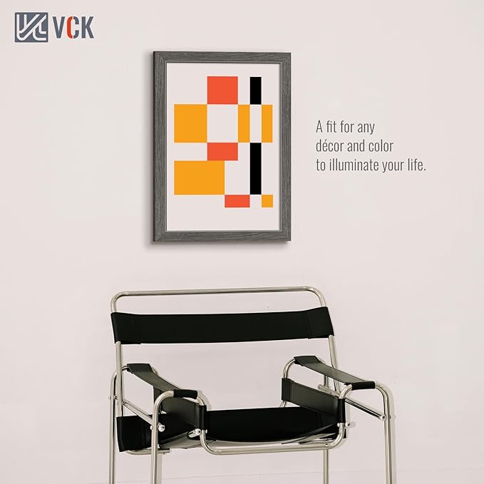 VCK 13x19 Picture Frame Set of 5, Gray Solid Wood Poster Picture Frame, Exclusive Wood Grain, Wall Mounting Hanging