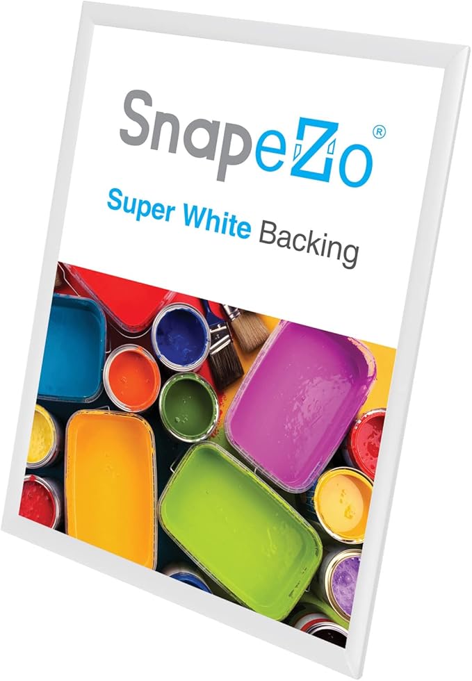 SnapeZo 16.5 x 23.4 (A2 Euro Size) White Poster Frame, Front-Loading, Wall Mount, Aluminum 1" Profile, Sleek Series