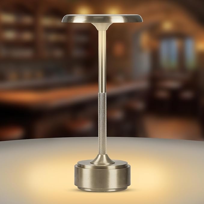 5200mAh Rechargeable Cordless LED Table Lamps Touch Sensor Light, 3-Levels Portable Dimming Wireless Battery Operated Lamp,Night Light/Restaurant Table/Outdoor/Coffee/Bar (Sliver)