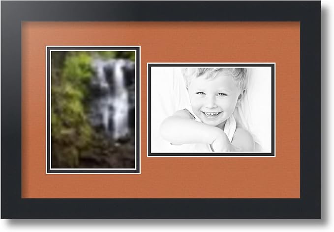 ArtToFrames Collage Photo Frame Double Mat with 2 - 5x7 Openings and Satin Black Frame