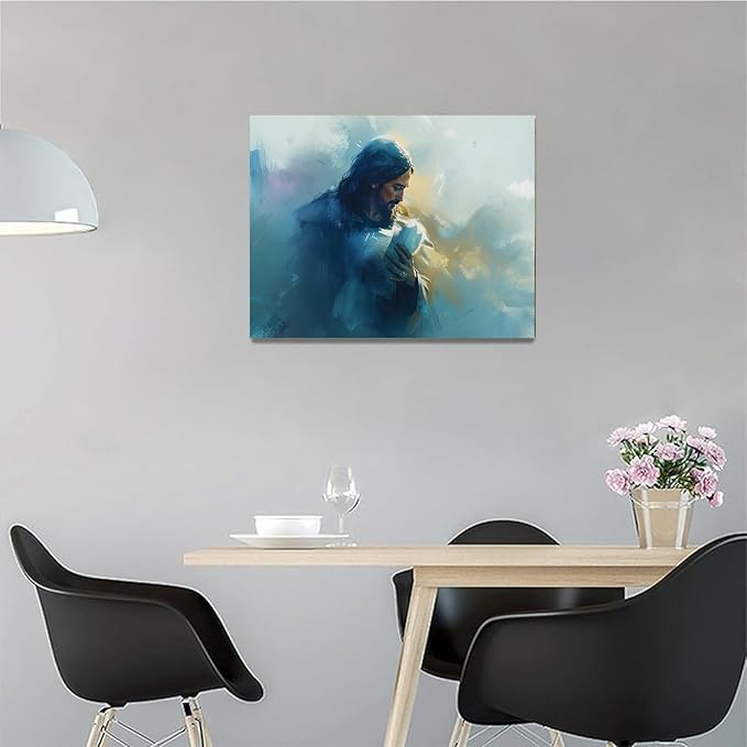 Christian Wall Art Print, Religious Scripture Biblical Decor, Faith-Based Inspirational Landscape with Cross, Digital Printed Canvas Poster for Church, Home Chapel, Prayer Room Decor